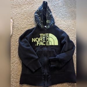 Toddler North Face black and green hoodie